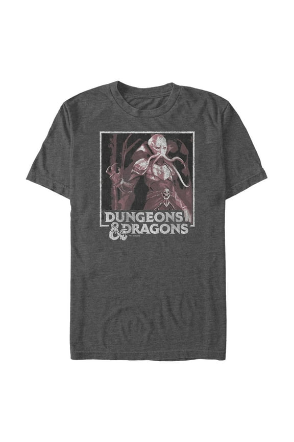 Men's Dungeons & Dragons Retro Mind Flayer Graphic Tee Charcoal Heather X Large