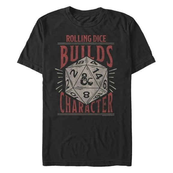Men's Dungeons & Dragons Rolling Dice Builds Character  Graphic Tee Black 1X Big Tall