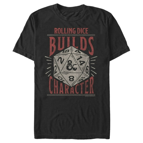 Men's Dungeons & Dragons Rolling Dice Builds Character Graphic Tee Black X Large