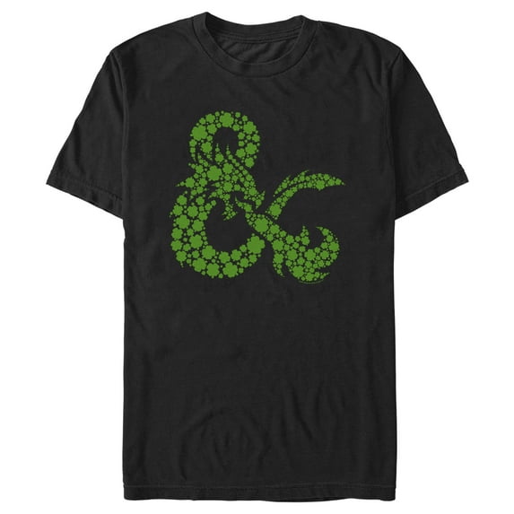 Men's Dungeons & Dragons St. Patrick's Day Four-Leaf Clover Logo Graphic Tee Black Large