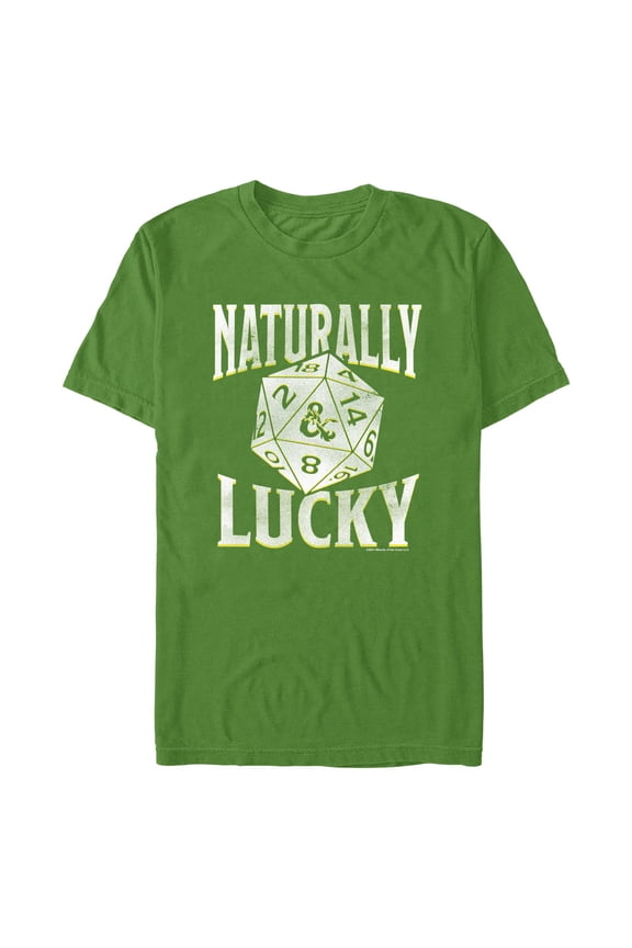 Men's Dungeons & Dragons St. Patrick's Day Naturally Lucky Dice Graphic Tee Kelly Green 2X Large