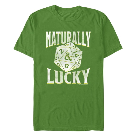 Men's Dungeons & Dragons St. Patrick's Day Naturally Lucky Dice Graphic Tee Kelly Green Small