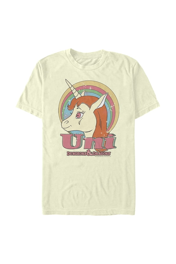 Men's Dungeons & Dragons Uni Unicorn Cartoon Graphic Tee Beige Medium