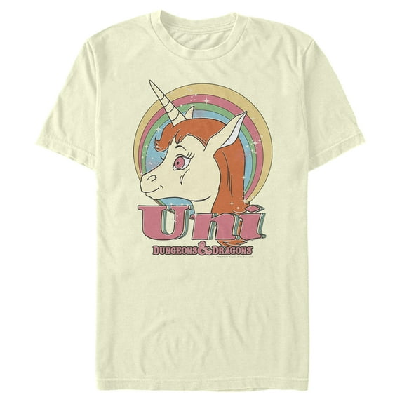 Men's Dungeons & Dragons Uni Unicorn Cartoon Graphic Tee Beige Small
