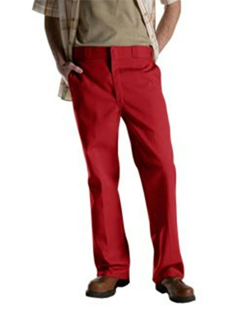Dickies Men's Durable Work Pants Red 32x34 Wrinkle Resistant Stain