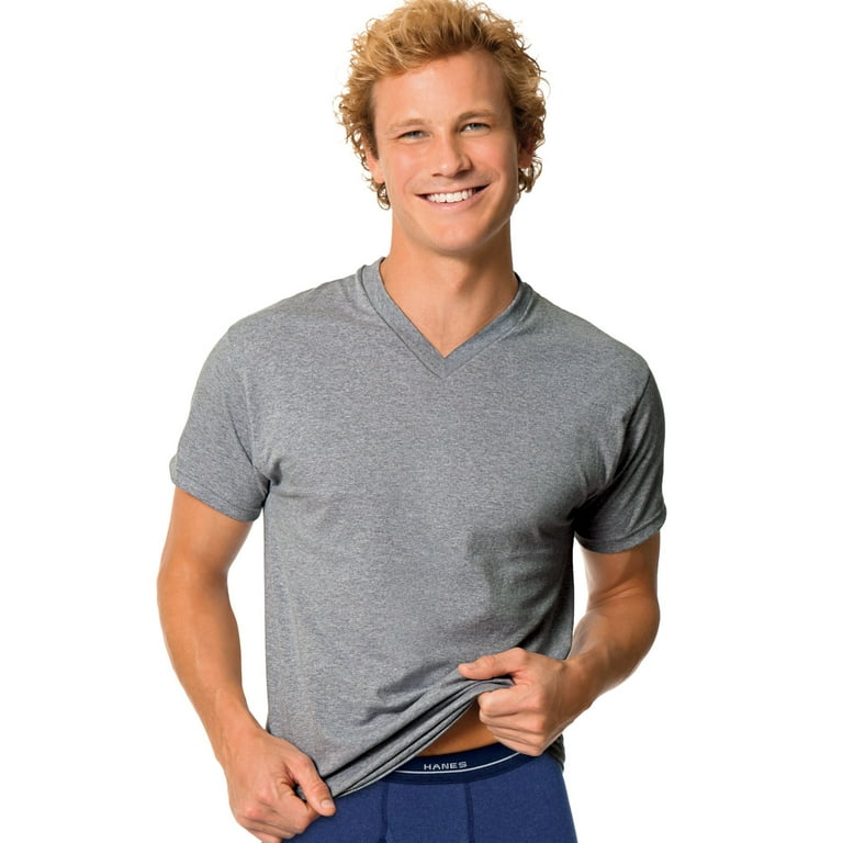 hanes comfortsoft v neck gray