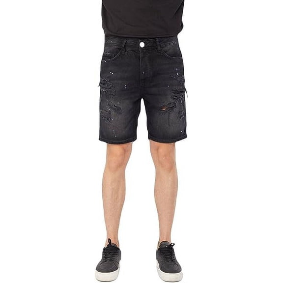 Men's Dyed Ripped Jean Shorts Black