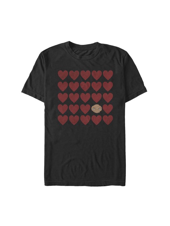 Men's E.T. the Extra-Terrestrial Valentine Alien Heart Graphic Tee Black 2X Large