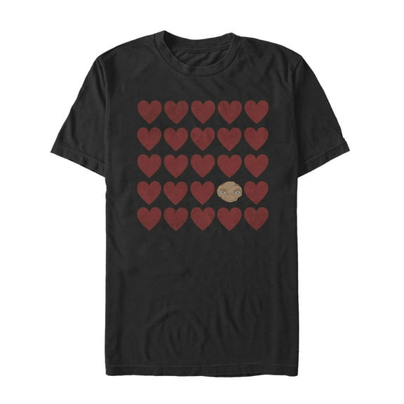 Men's E.T. the Extra-Terrestrial Valentine Alien Heart  Graphic Tee Black Medium