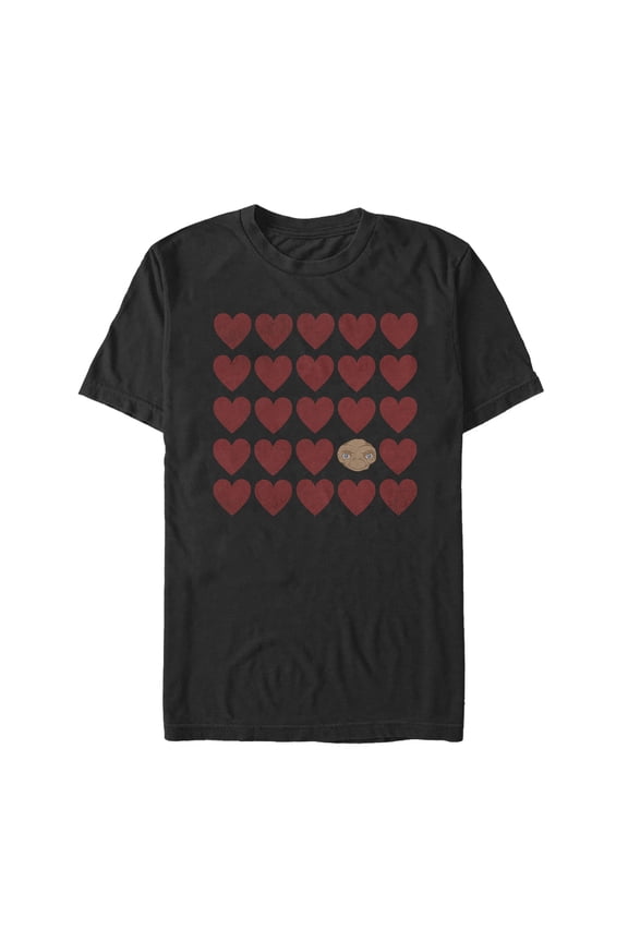 Men's E.T. the Extra-Terrestrial Valentine Alien Heart  Graphic Tee Black Small