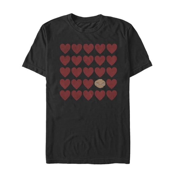Men's E.T. the Extra-Terrestrial Valentine Alien Heart Graphic Tee Black X Large