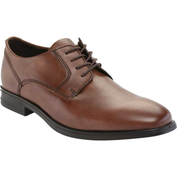 Men's ECCO Queenstown Plain Toe Tie Oxford Amber Full Grain Leather 44 M