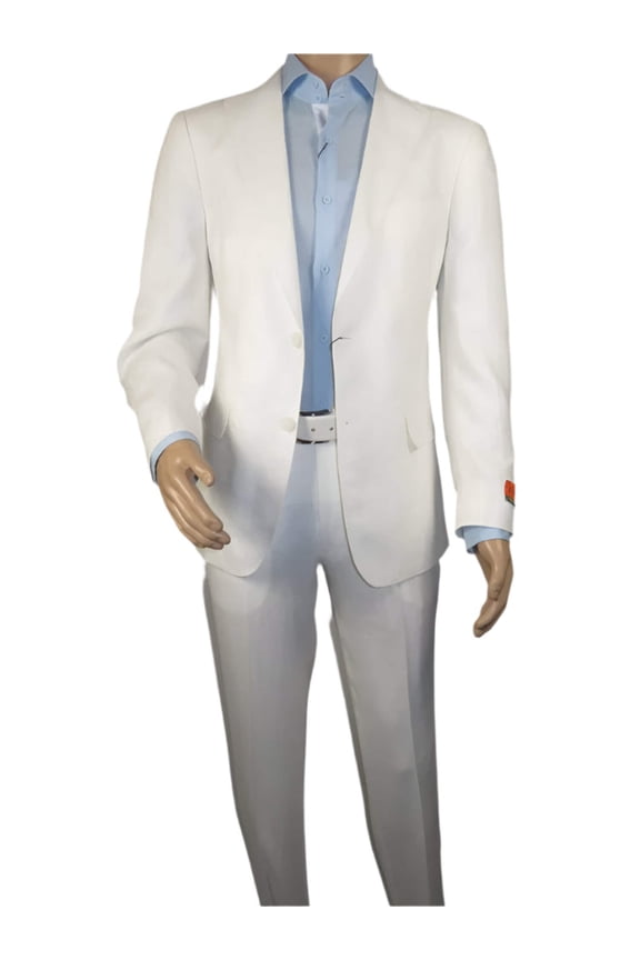 Men's ENZO Linen Spring Summer Suit Light Weight Breathable E58302-1 White