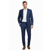 Men's ENZO Linen Spring Summer Suit Light Weight Breathable E58302-2 Navy Blue