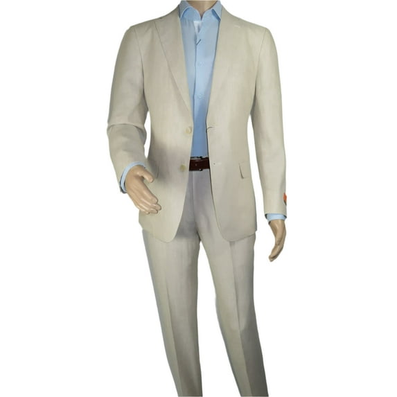 Men's ENZO Linen Spring Summer Suit Light Weight Breathable E58302-7 Natural