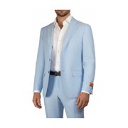 Men's ENZO Linen Spring Summer Suit Light Weight Breathable E58302-9 Light Blue