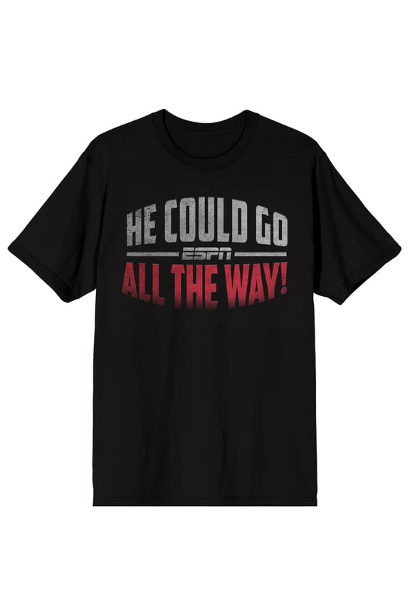 ESPN He Could Go All The Way!, Logo on Black Short Sleeve Adult T-Shirt-6XL