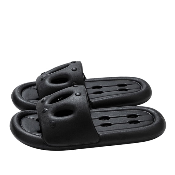 Men’s EVA Thick Sole Shower Slides, Non‑Slip Quick‑Dry House Slippers, Drainage Hole Open‑Toe Indoor Slippers for Bathroom Household Wear Black