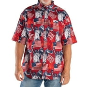 THE FLAG SHIRT Men's Eagle Liberty 100% Cotton Button-Down Patriotic American Flag USA Shirt
