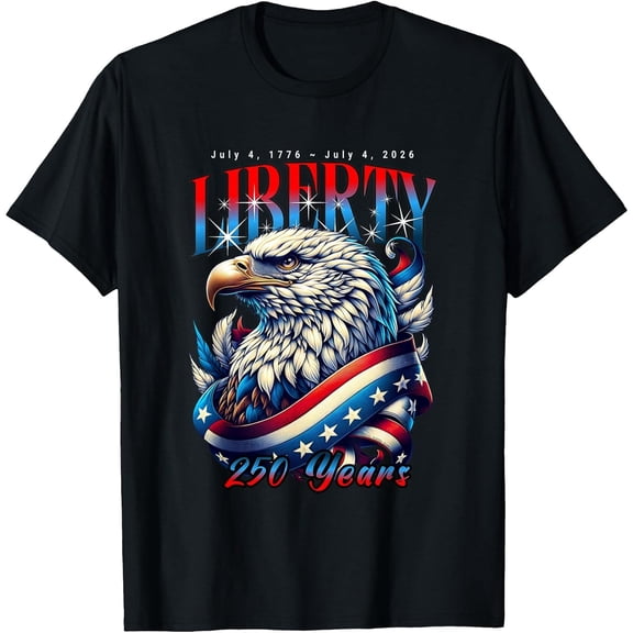Men's Eagle and Flag 250 Years 1776-2026 250th Birthday T-Shirt, Comfortable Breathable Soft Tee, Men's 100% Cotton Graphic T-Shirt 180gsm