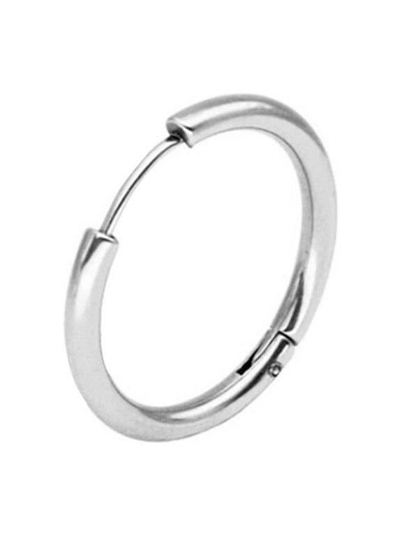Men's Earrings Ring Nail Stainless Steel Clip-on Closure Earrings Nose Lip Belly Eyebrow Helix Cartilage Tragus Earrings 2.5*12mm (Steel Color)