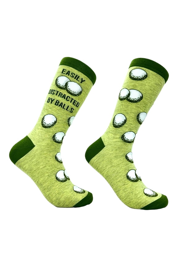Men's Easily Distracted By Balls Socks Funny Golf Ball Putt Novelty Footwear
