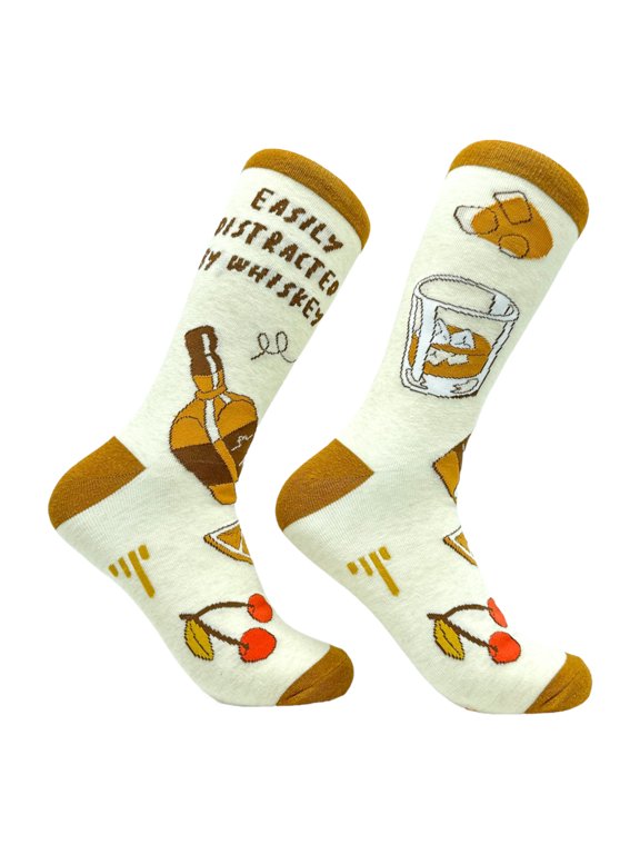 Men's Easily Distracted By Whiskey Socks Funny Liquor Drinking Joke Footwear
