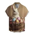 thumbnail image 1 of Men's Easter Button Down Shirt Short Sleeve Button Up Funny Easter Eggs Bunny Print Tops Spring Tees, 1 of 3