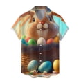 thumbnail image 1 of Men's Easter Button Down Shirt Short Sleeve Button Up Funny Easter Eggs Bunny Print Tops Spring Tees, 1 of 3