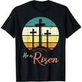thumbnail image 1 of Men's Easter Christian He is Risen Retro Jesus Cross T-Shirt, Comfortable Breathable Soft Tee, Men's 100% Cotton T-Shirt 180gsm, 1 of 5