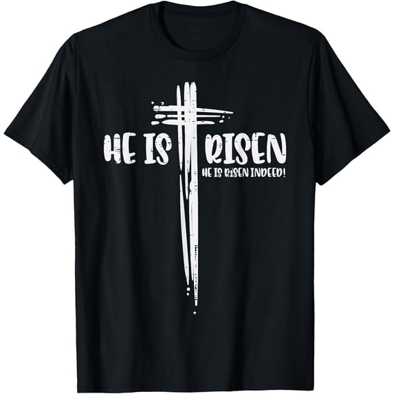 Men's Easter Jesus He is Risen Indeed Religious Christian T-Shirt, Comfortable Breathable Soft Tee, Men's 100% Cotton T-Shirt 180gsm