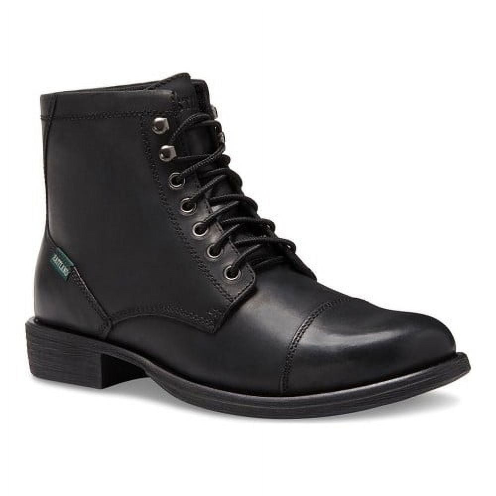 Black Genuine Leather Lace-up Ankle Boots with Memory Foam