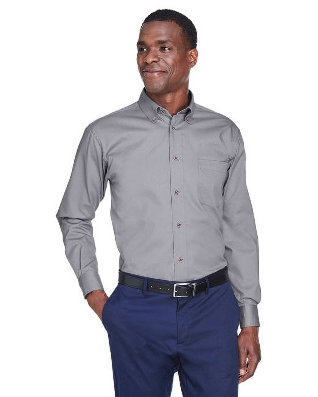 Harriton Men’s Easy Blend™ Long-Sleeve Twill Shirt With Stain-Release – Apparel To Gifts Embroidery