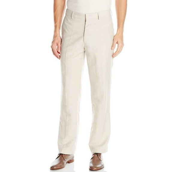 Men's Easy Care Linen Blend Flat Front Pant SIZE:34x30 COLOR:KH