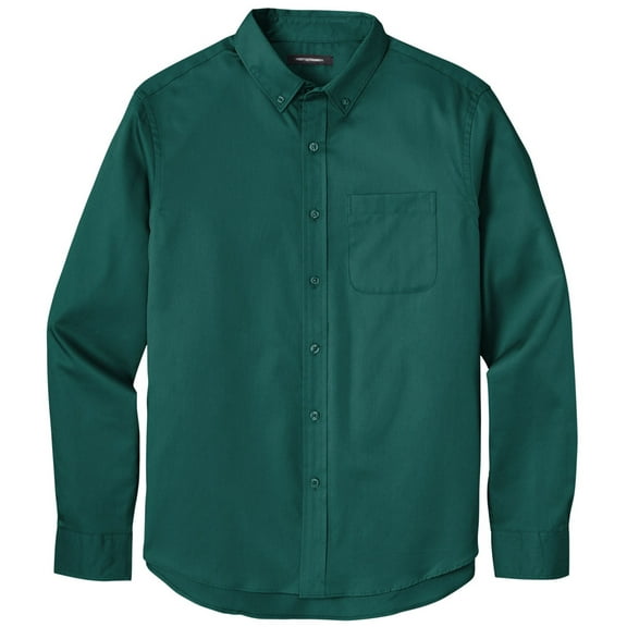 Men's Easy-Care Wrinkle-Resistant Twill Shirt with Pocket, 2XL Marine Green