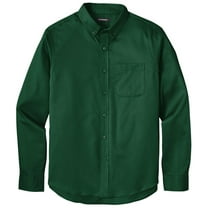 Men's Easy-Care Wrinkle-Resistant Twill Shirt with Pocket, 3XL Dark Green
