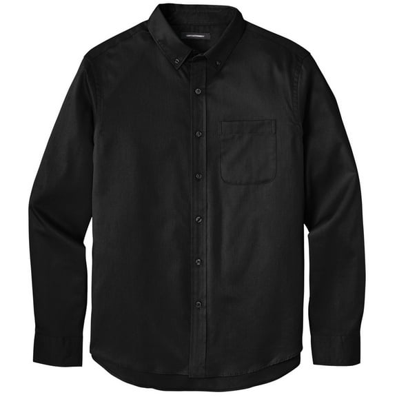 Men's Easy-Care Wrinkle-Resistant Twill Shirt with Pocket, 3XL Deep Black