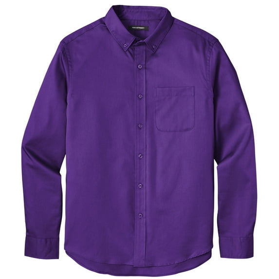 Men's Easy-Care Wrinkle-Resistant Twill Shirt with Pocket, 4XL Purple