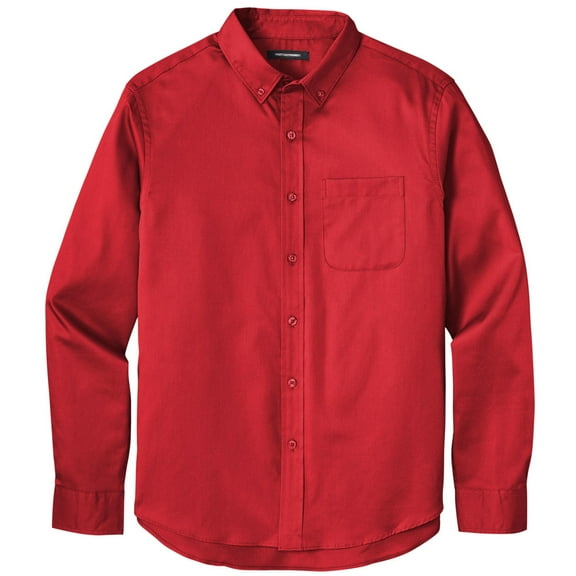 Men's Easy-Care Wrinkle-Resistant Twill Shirt with Pocket, 4XL Rich Red