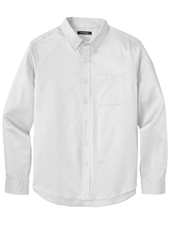 Men's Easy-Care Wrinkle-Resistant Twill Shirt with Pocket, Extra-Small White