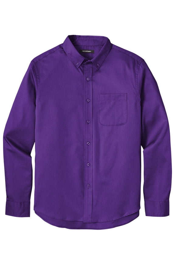 Men's Easy-Care Wrinkle-Resistant Twill Shirt with Pocket, Medium Purple