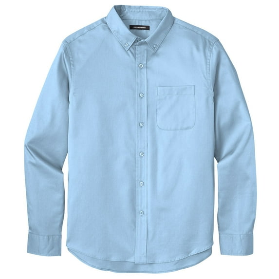 Men's Easy-Care Wrinkle-Resistant Twill Shirt with Pocket, Small Cloud Blue