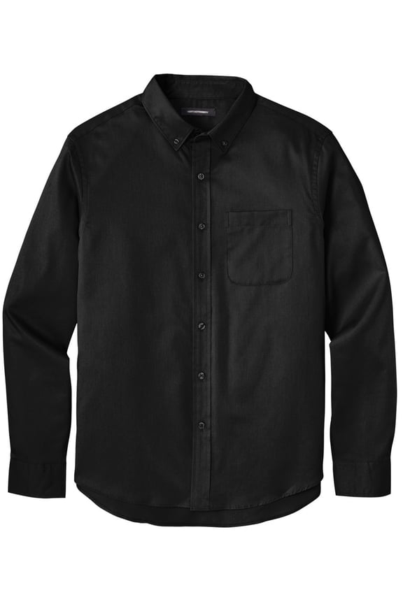 Men's Easy-Care Wrinkle-Resistant Twill Shirt with Pocket, XL Deep Black
