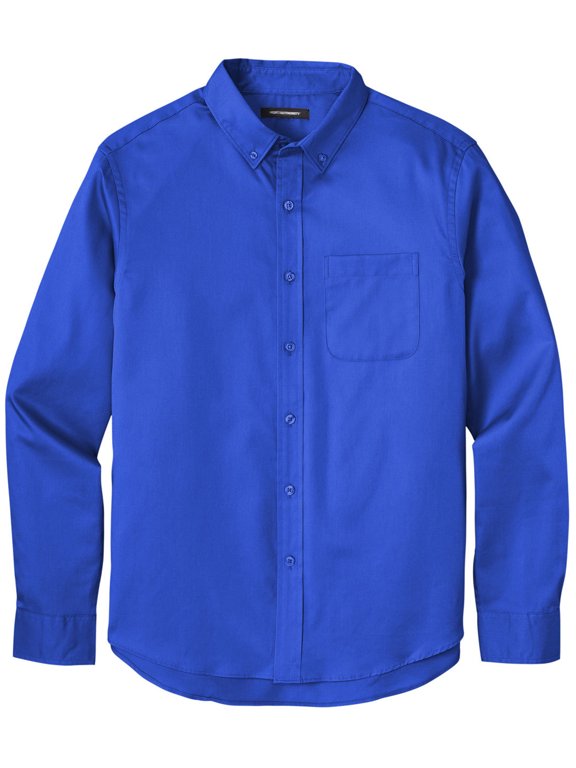Men's Easy-Care Wrinkle-Resistant Twill Shirt with Pocket, XL Royal Blue
