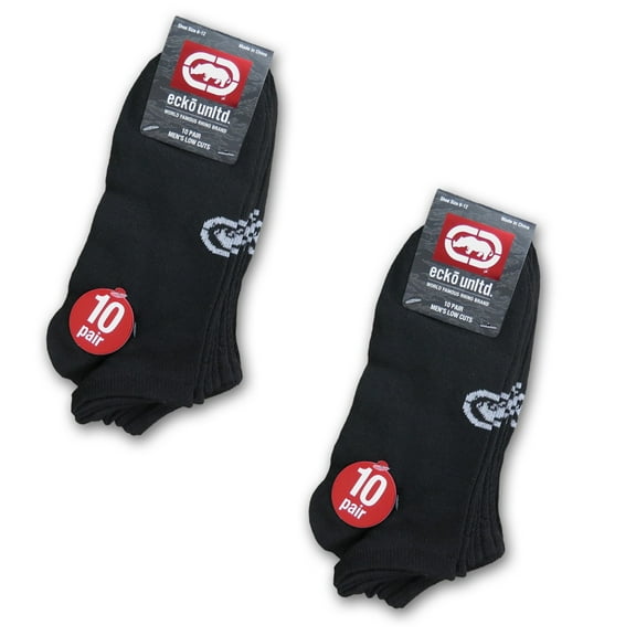 Men's Ecko Black Quick Dry Low Ankle Thin Summer Socks- 20 Pairs