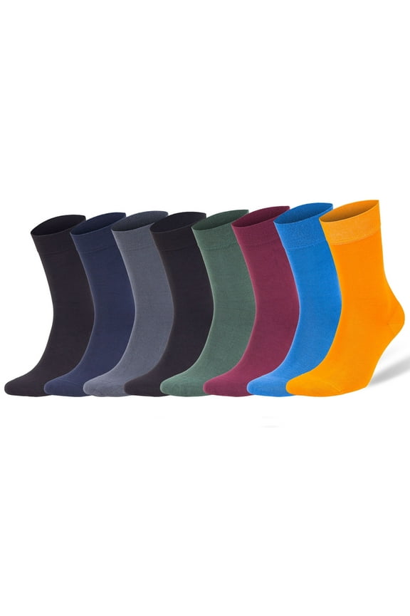 Mens Eco-Friendly Bamboo Socks 8 Pairs Sustainable, Odor-Free & Hypoallergenic Crew Socks