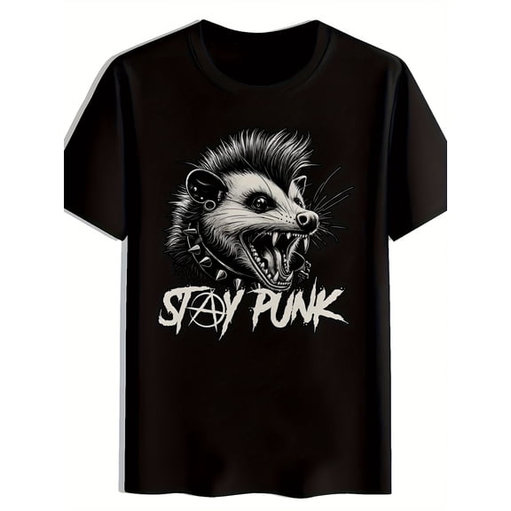 Men's Edgy Punk Rock Possum Stay Punk T-Shirt