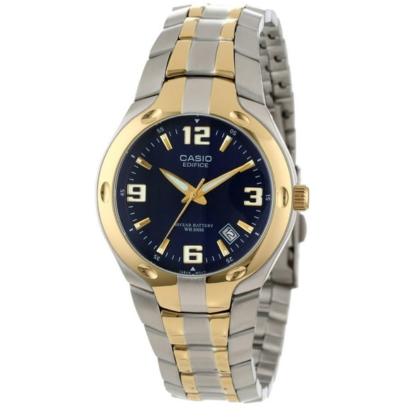 Men's Edifice 10-Year Battery Analog Watch, Two Tone Stainless Steel