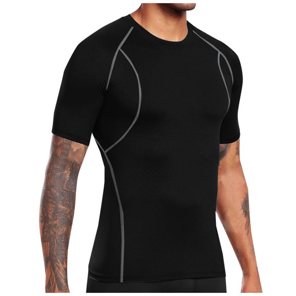 Men's Elastic Compression Training Shirt, Lightweight Quick-Dry Performance Fabric for Gym, Running, and Outdoor Activities