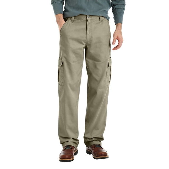Men's Elastic Drawstring Waist Cargo Pants Stretch Relaxed Straight Leg Multi Side Pocket Breathable Twill Fabric Casual Outdoor Work Long Trousers For Male